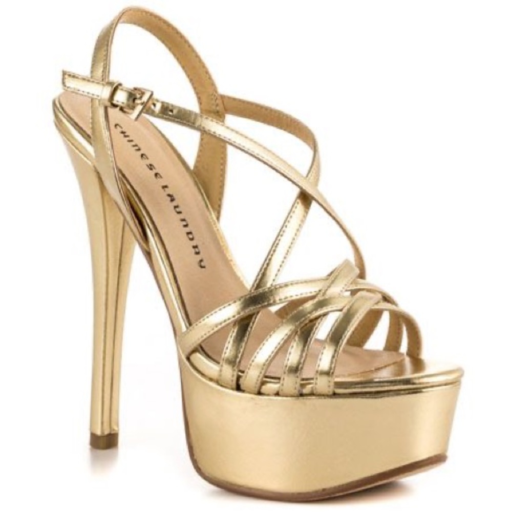 Gold Chinese Laundry Teaser Platform Sandals
